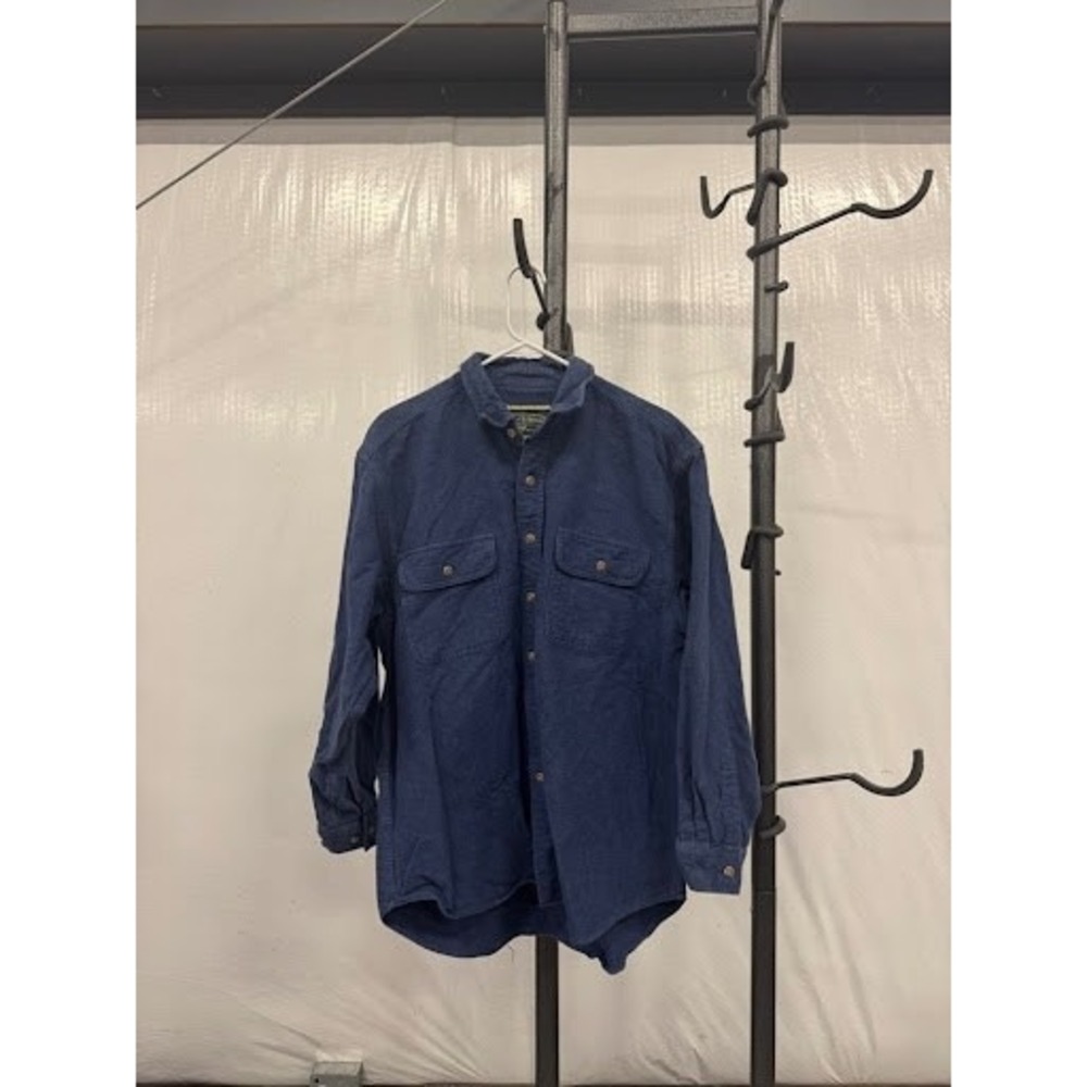 Field & Stream Mens Vintage Navy Blue Flannel Shirt Heavy Cotton XL Long Sleeve